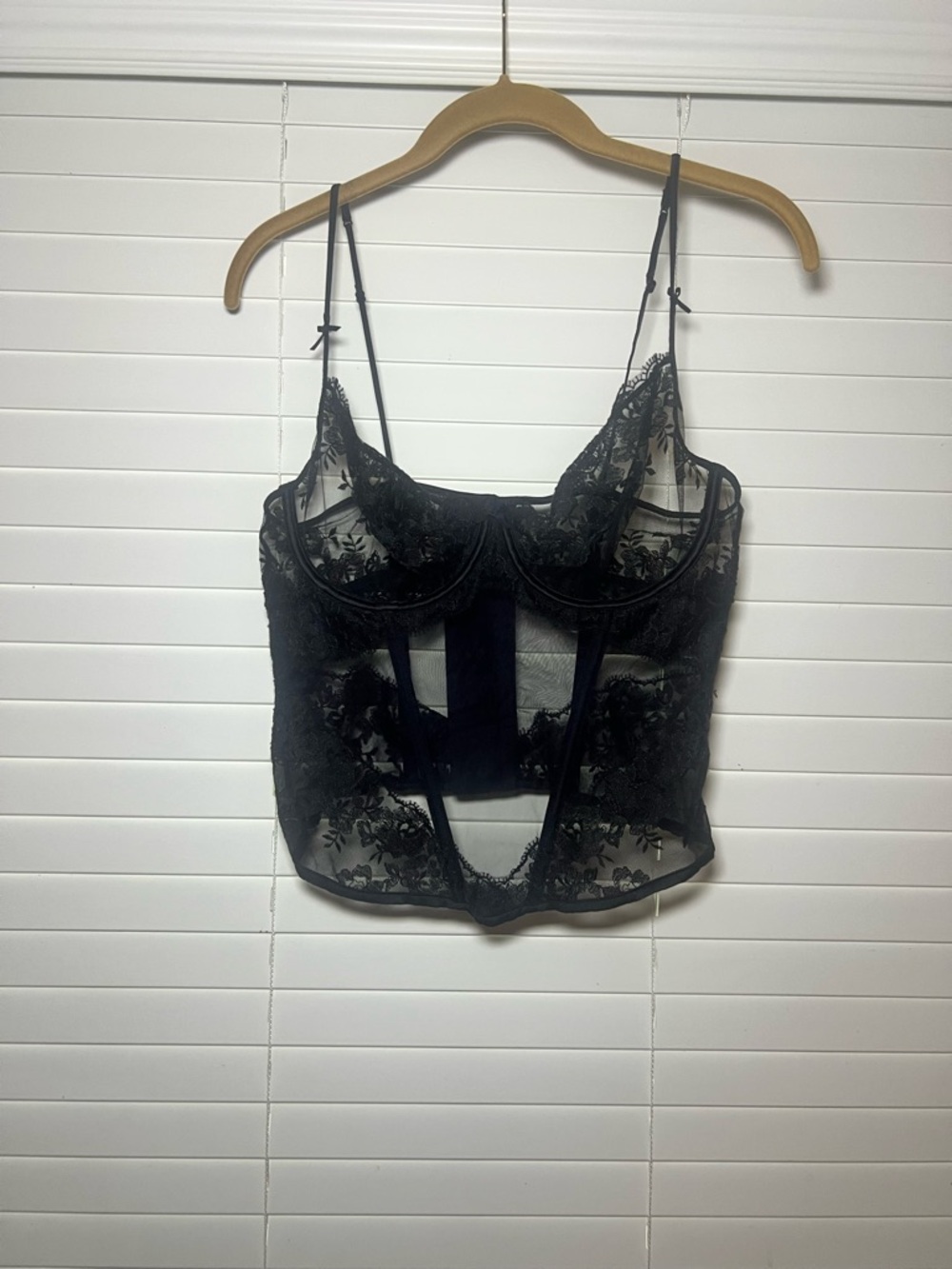 Sheer Lace Bustier corset  - Black Skims S-M